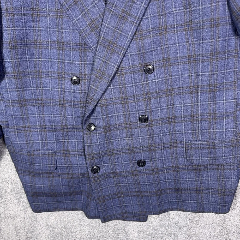 Joseph Abboud Suit Men 48 Lanificio di Pray Double Breasted Peak Windowpane